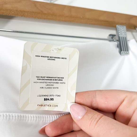 Fabletics High Waisted Motion365 Moto Leggings Women Activewear White Medium NEW - Picture 4 of 12